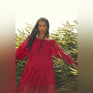 ANTHROPOLOGIE Delfi Off-The-Shoulder Midi Dress